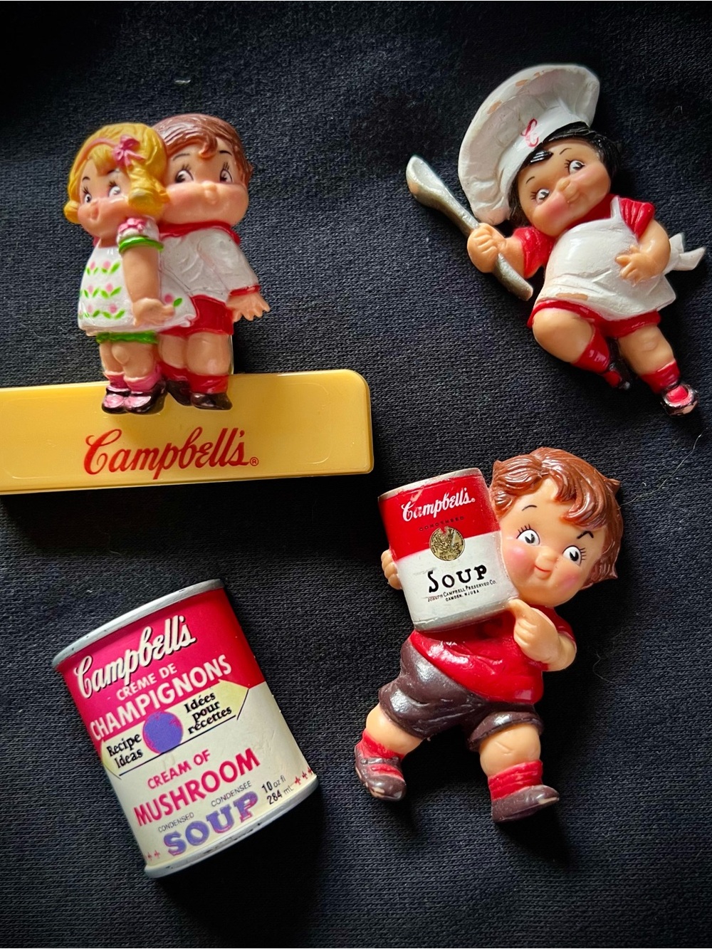 Campbell's Kids Soup Can Magnet vintage Set - Red, White, Yellow